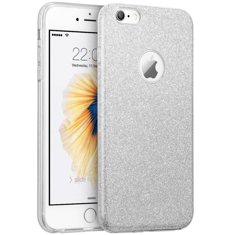 Husa iPhone 7 Color TPU Sclipici - Argintiu