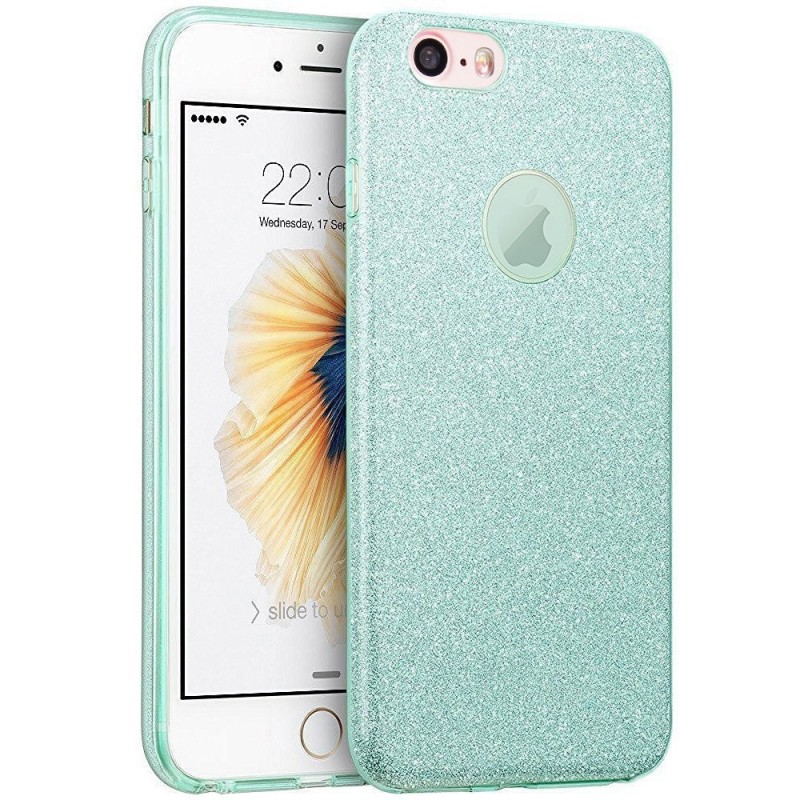 Husa iPhone SE, 5, 5S Color TPU Sclipici - Albastru