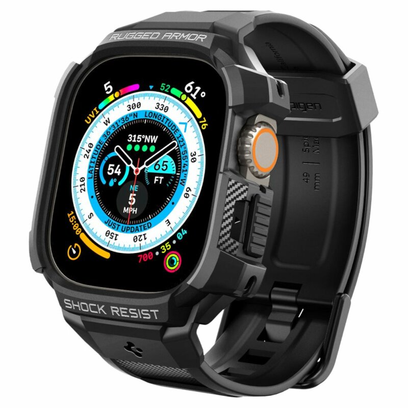 [Pachet husa + curea] Apple Watch Ultra Spigen Rugged Armor Pro, negru