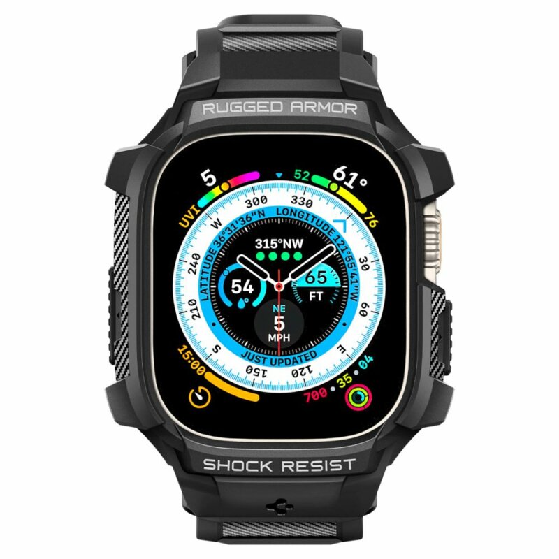 [Pachet husa + curea] Apple Watch Ultra Spigen Rugged Armor Pro, negru