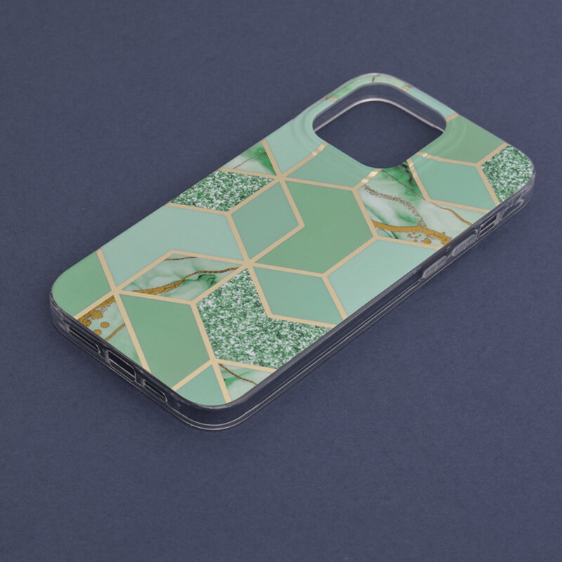 Husa iPhone 14 Pro Max Techsuit Marble, verde