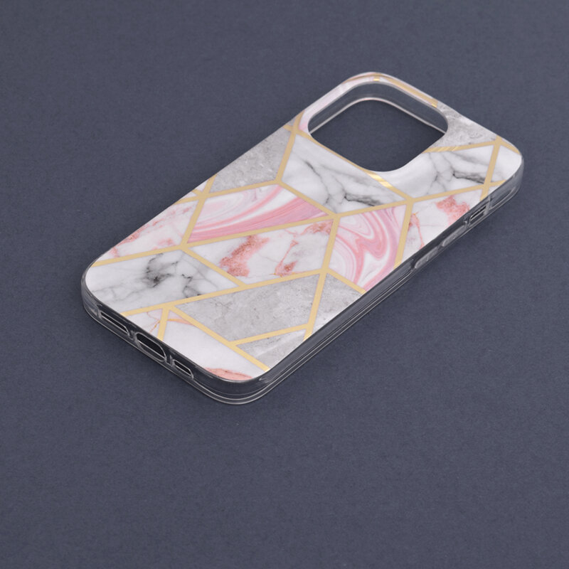 Husa iPhone 14 Pro Max Techsuit Marble, roz