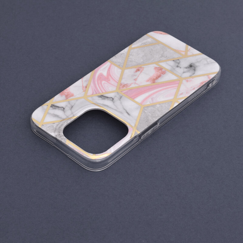 Husa iPhone 14 Pro Max Techsuit Marble, roz