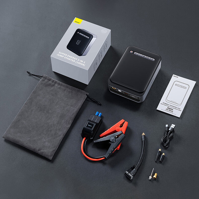 Jump starter/compresor auto portabil 1000A, 150PSI Baseus, CGCN000001