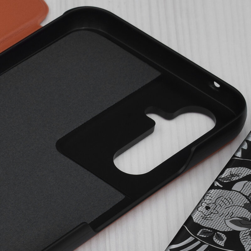 Husa Samsung Galaxy A54 Eco Leather View flip tip carte, portocaliu