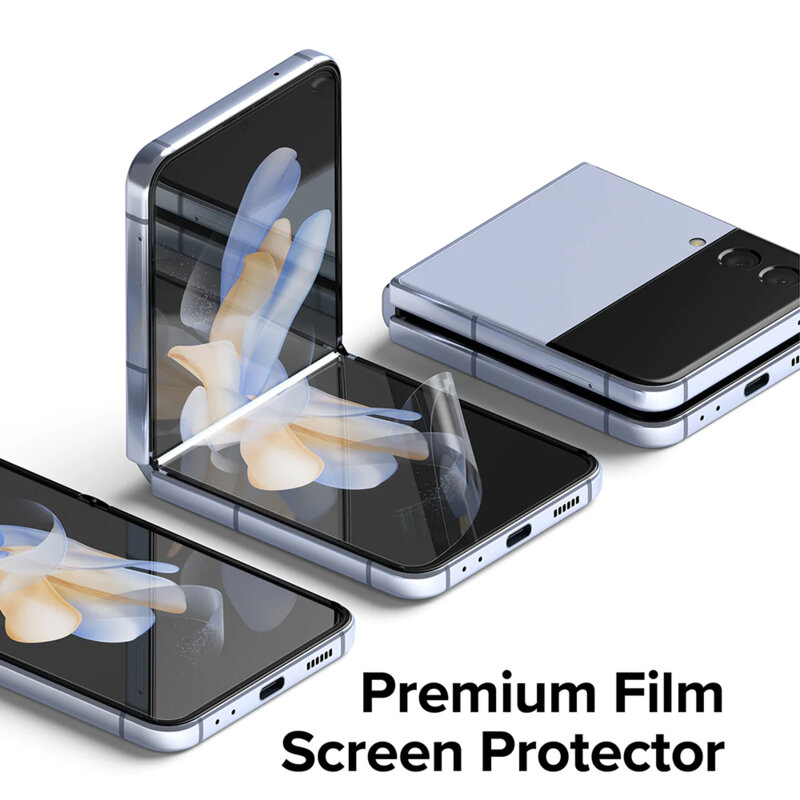 [Pachet 2x] Folie Samsung Galaxy Z Flip4 Ringke Dual Easy Film Full Coverage, transparenta