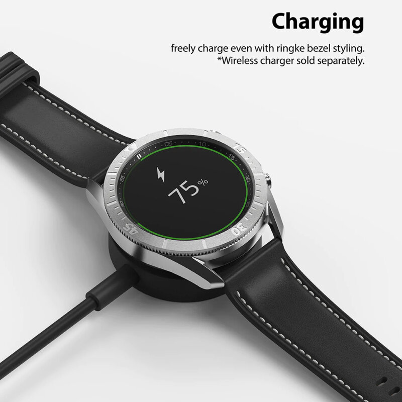 Rama Samsung Galaxy Watch 3 45mm Ringke Bezel Styling, Stainless Silver / White