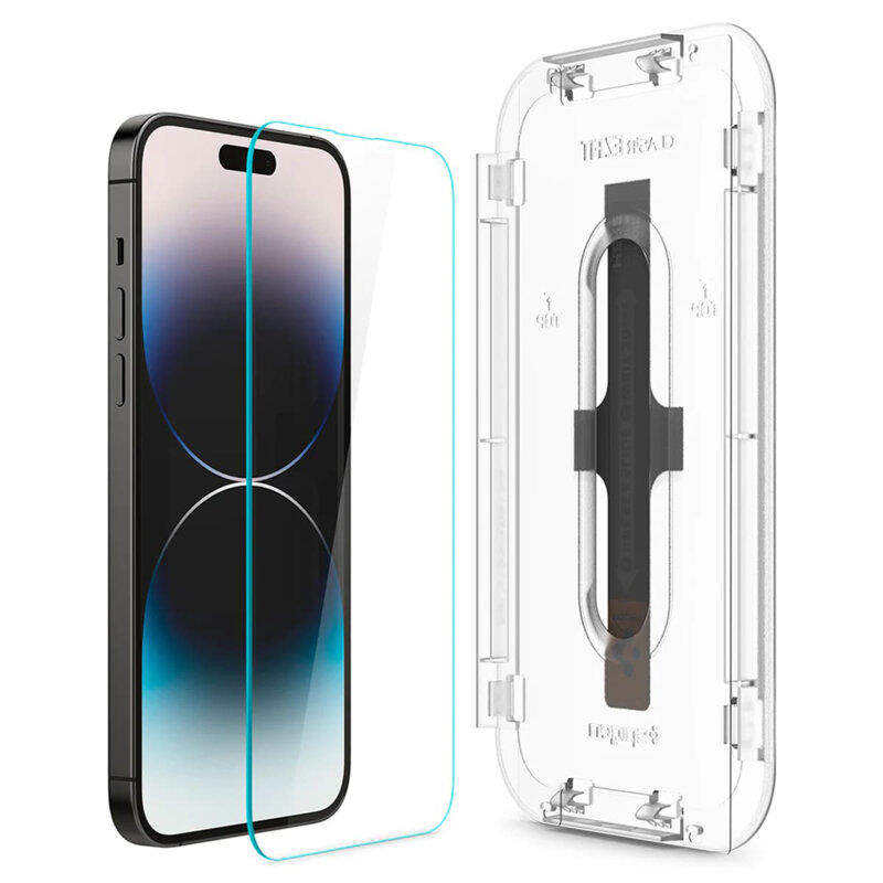 [Pachet 2x] Folie iPhone 14 Pro Max Spigen Glas.tR EZ Fit, clear
