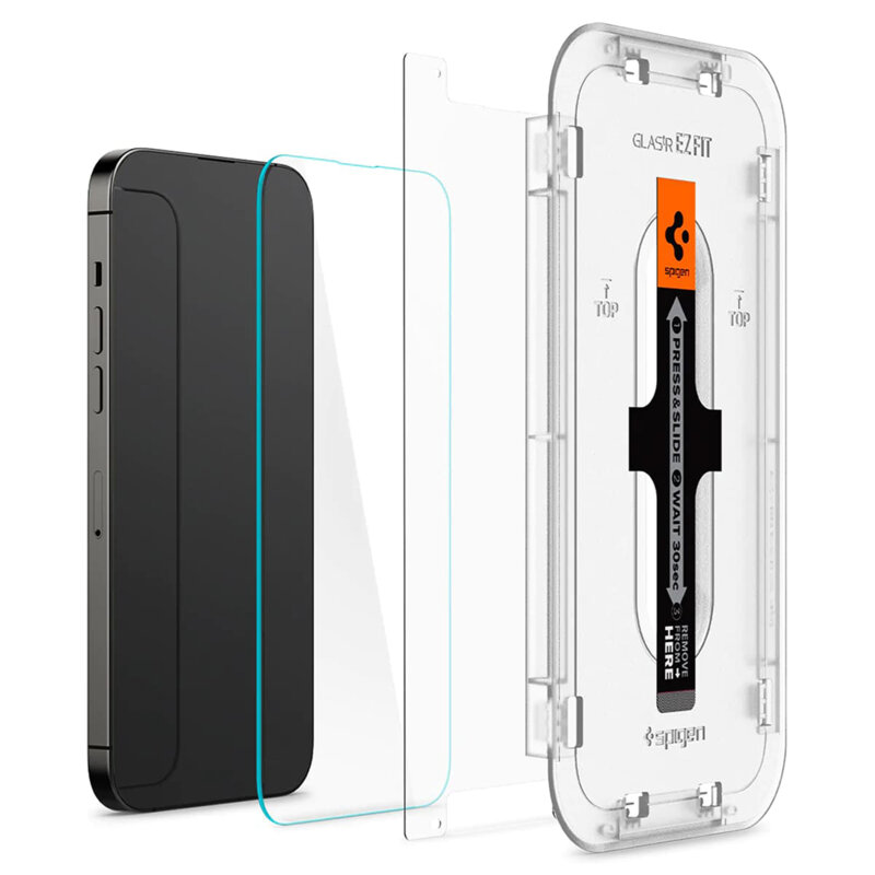 [Pachet 2x] Folie iPhone 14 Pro Spigen Glas.tR EZ Fit, clear