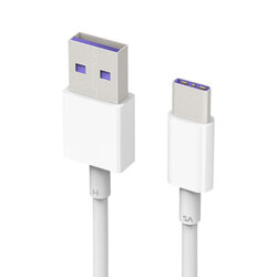 Cablu de date original Huawei USB la Type-C, 5A, 1m, alb, bulk, HL-1289