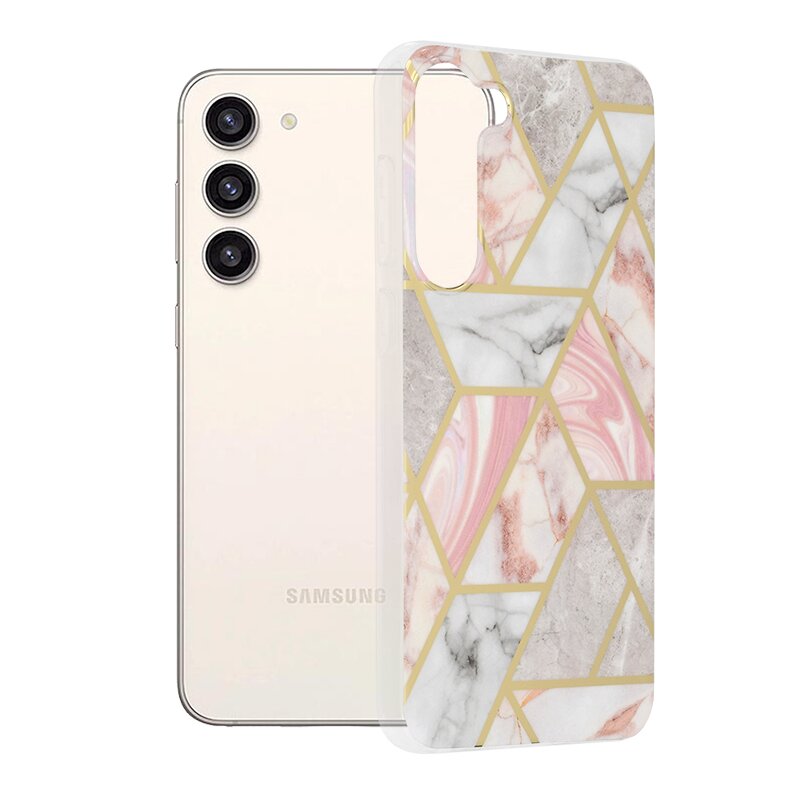 Husa Samsung Galaxy S23 Plus Techsuit Marble, roz