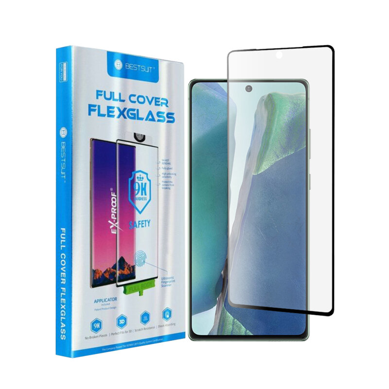 Folie Samsung Galaxy Note 20 5G Bestsuit Fullcover Flexible Glass 9H Hot Bending V2 - Negru