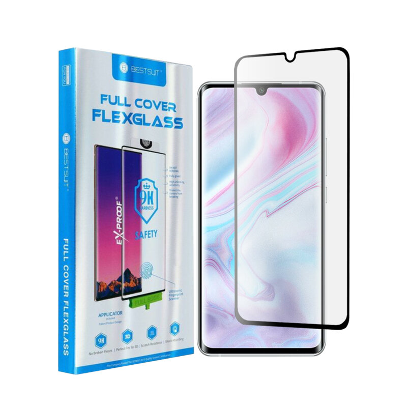 Folie Xiaomi Mi CC9 Pro Bestsuit Fullcover Flexible Glass 9H Hot Bending V2 - Negru