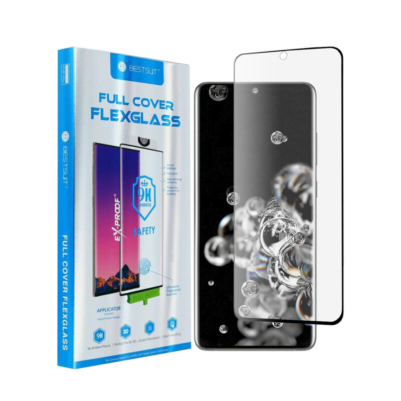Folie Samsung Galaxy S20 Ultra Bestsuit Fullcover Flexible Glass 9H Hot Bending V2 - Negru