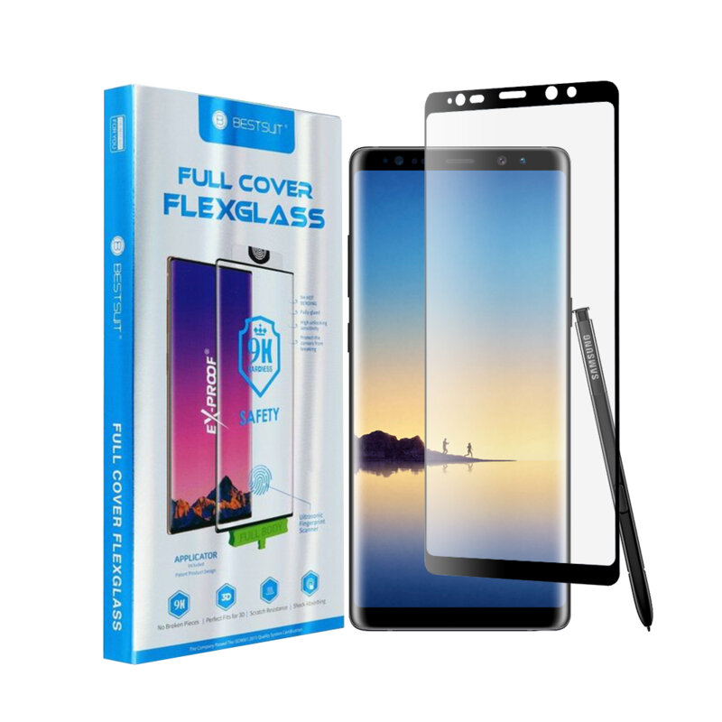 Folie Samsung Galaxy Note 8 Bestsuit Fullcover Flexible Glass 9H Hot Bending V2 - Negru