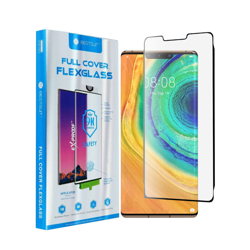 Folie Huawei Mate 30 Pro 5G Bestsuit Fullcover Flexible Glass 9H Hot Bending V2 - Negru