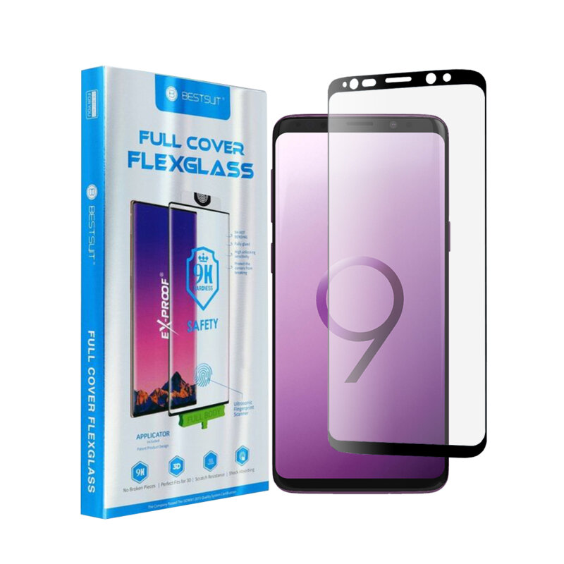 Folie Samsung Galaxy S9 Bestsuit Fullcover Flexible Glass 9H Hot Bending V2 - Negru