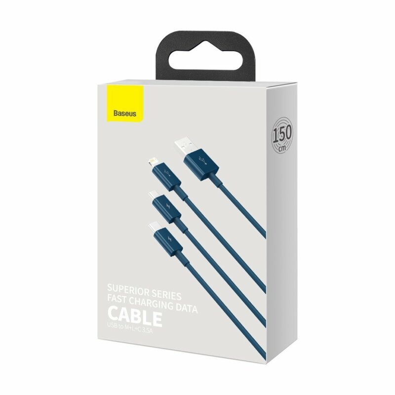 Cablu tip C, iPhone, Micro-USB 3.5A Baseus, 1.5m, CAMLTYS-03