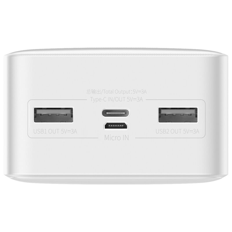 Baterie externa 30000mAh Baseus, 2xUSB, USB-C, Micro-USB, alb, PPBD050202