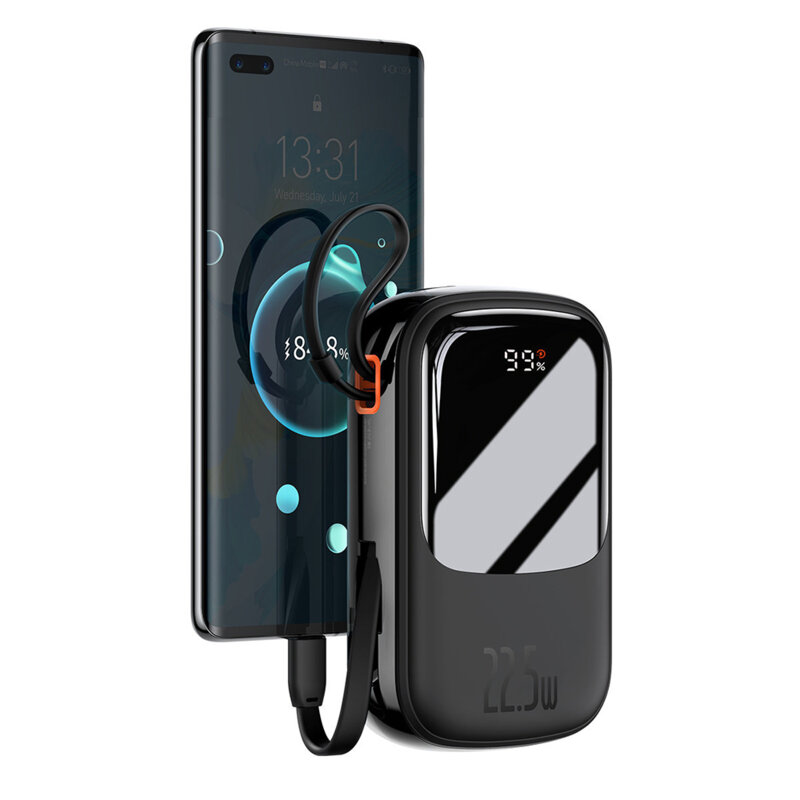 Acumulator extern 20000mAh Baseus cu cablu tip C, negru, PPQD060301