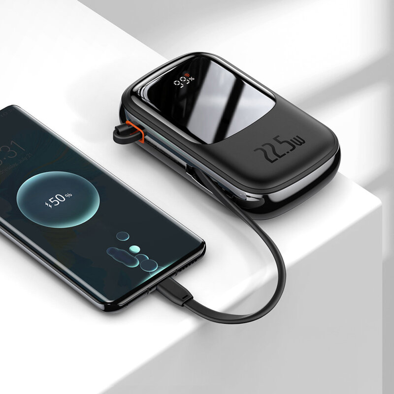 Acumulator extern 20000mAh Baseus cu cablu tip C, negru, PPQD060301