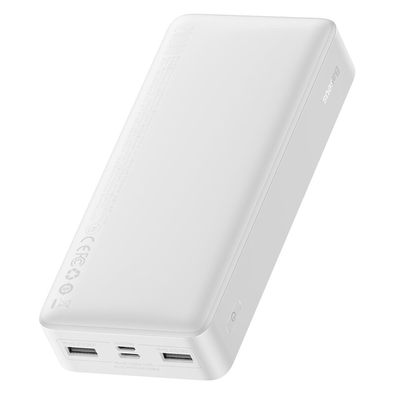 Baterie externa 20000mAh Baseus, 2xUSB, USB-C, Micro-USB, alb, PPBD050102