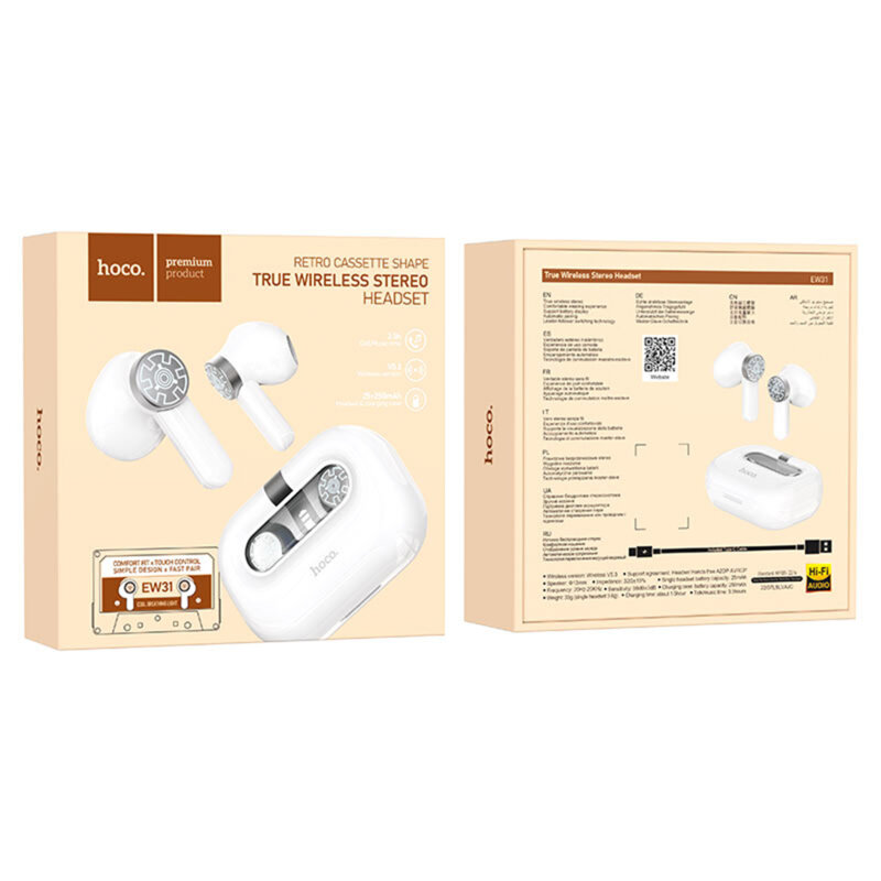 Casti Bluetooth Hi-Fi True Wireless Stereo Hoco EW31, alb