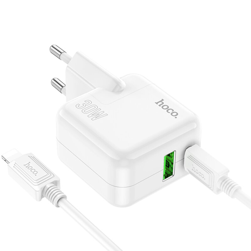 Incarcator Fast Charging USB, tip C + cablu iPhone Hoco C111A