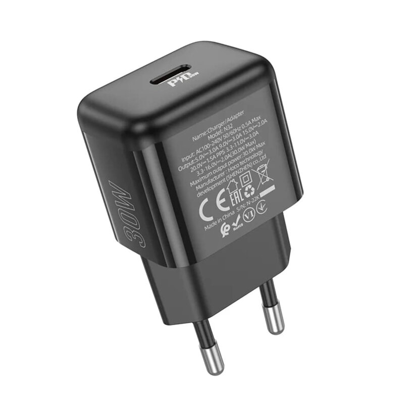 Incarcator priza Type-C Fast Charging PD30W Hoco N32, negru