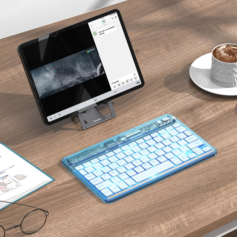 Tastatura Bluetooth wireless cu lumini Hoco S55, negru
