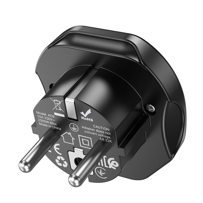 Adaptor priza universal UK/US/AU/EU Plug Hoco AC6, negru