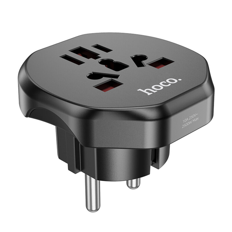 Adaptor priza universal UK/US/AU/EU Plug Hoco AC6, negru