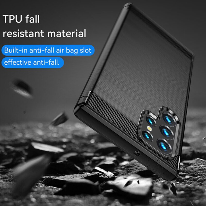 Husa Samsung Galaxy S23 Ultra Techsuit Carbon Silicone, negru