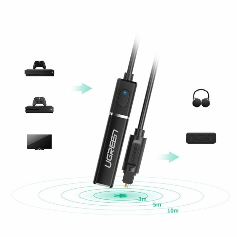 Transmitator audio Ugreen CM150, adaptor Bluetooth, mufa optica, negru, 50213