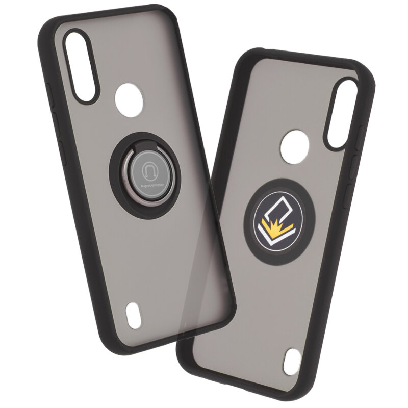 Husa Motorola Moto E6s 2020 Techsuit Glinth Cu Inel Suport Stand Magnetic - Negru