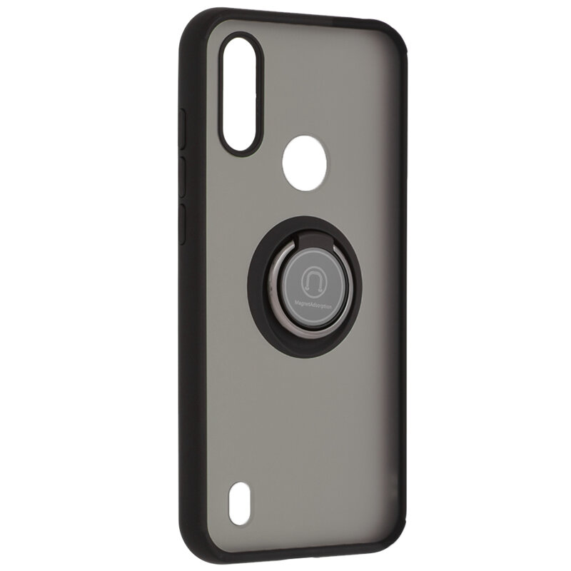 Husa Motorola Moto E6s 2020 Techsuit Glinth Cu Inel Suport Stand Magnetic - Negru