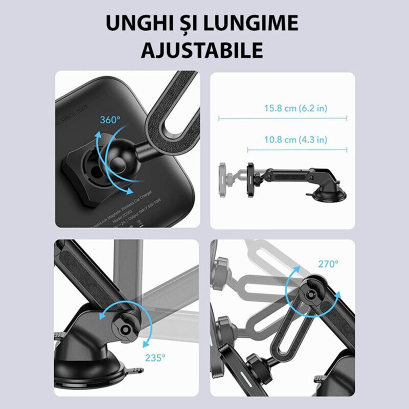 Suport auto incarcare wireless MagSafe bord/parbriz ESR Halolock