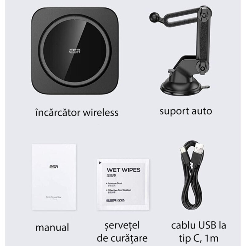 Suport auto incarcare wireless MagSafe bord/parbriz ESR Halolock