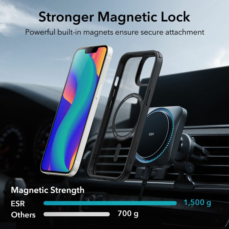 Husa iPhone 14 Plus ESR Classic Hybrid HaloLock, negru/transparenta