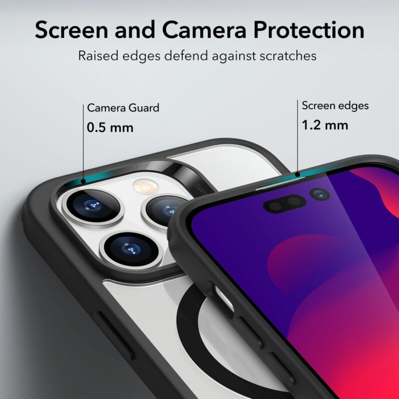 Husa iPhone 14 Pro ESR Classic Hybrid HaloLock, negru/transparenta
