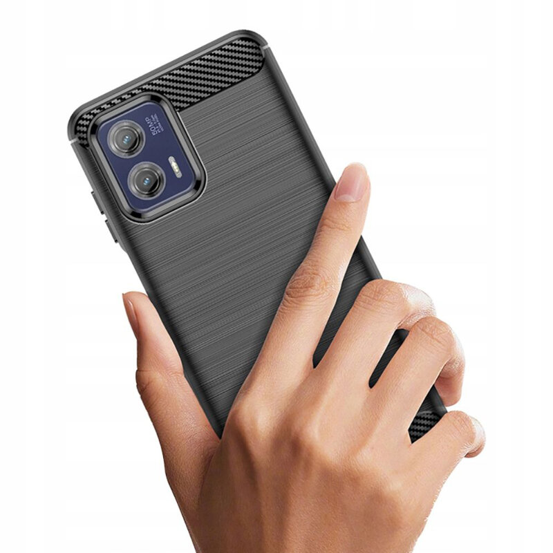 Husa Motorola Moto G73 Techsuit Carbon Silicone, negru