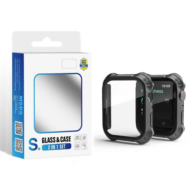 [Pachet 360°] Husa + folie Apple Watch 7 41mm Lito Armor S+, albastru