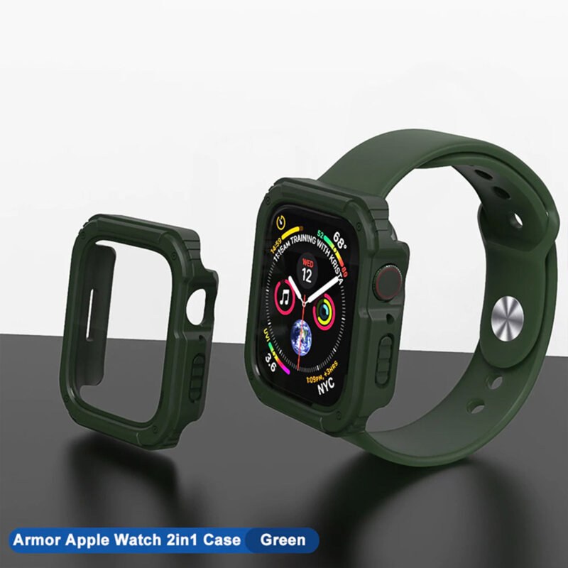 [Pachet 360°] Husa + folie Apple Watch 4 40mm Lito Armor S+, verde