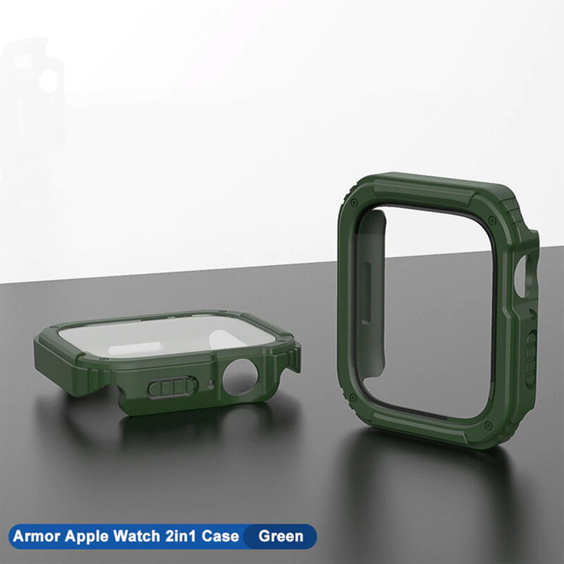 [Pachet 360°] Husa + folie Apple Watch 1 42mm Lito Armor S+, verde