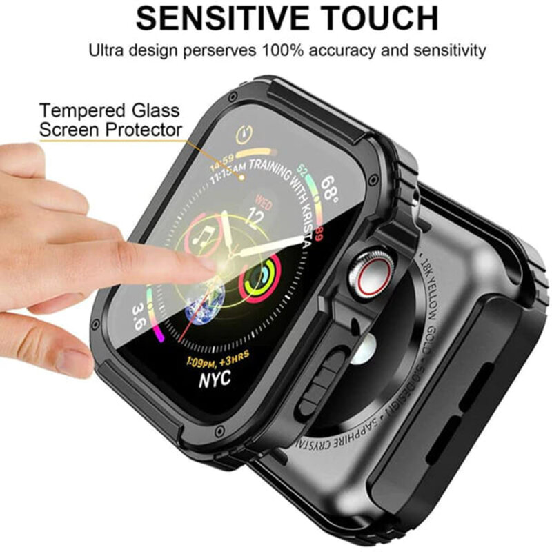 [Pachet 360°] Husa + folie Apple Watch 1 38mm Lito Armor S+, negru