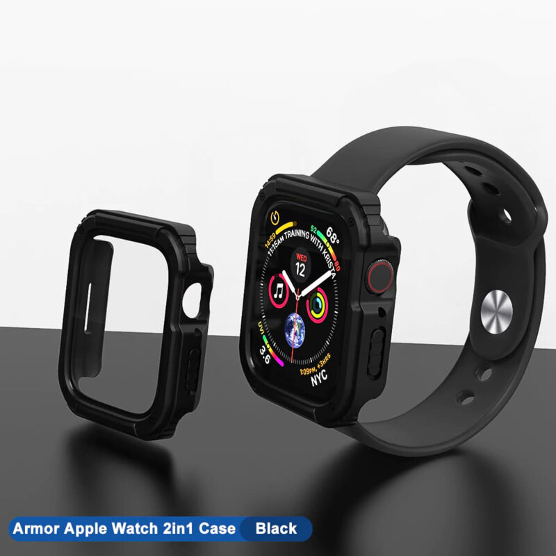 [Pachet 360°] Husa + folie Apple Watch 1 42mm Lito Armor S+, negru