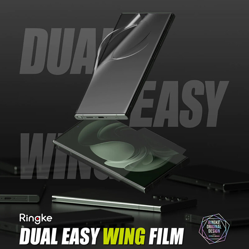[Pachet 2x] Folie Samsung Galaxy S23 Ultra Ringke Dual Easy Wing Self Dust Removal, transparenta