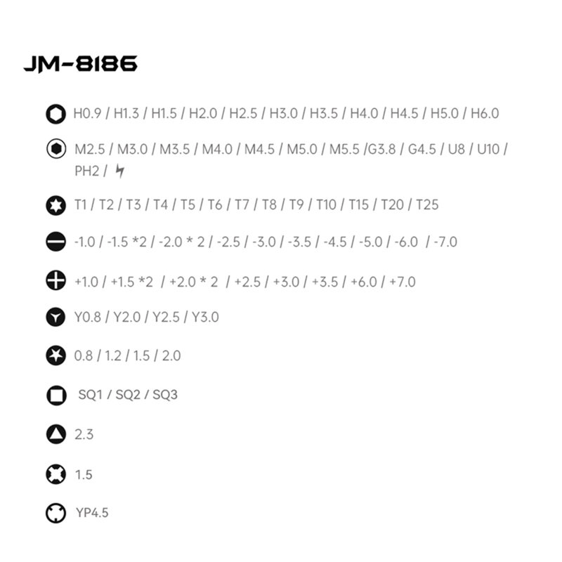 Trusa surubelnite mecanica fina cu biti magnetici Jakemy JM-8186, alb