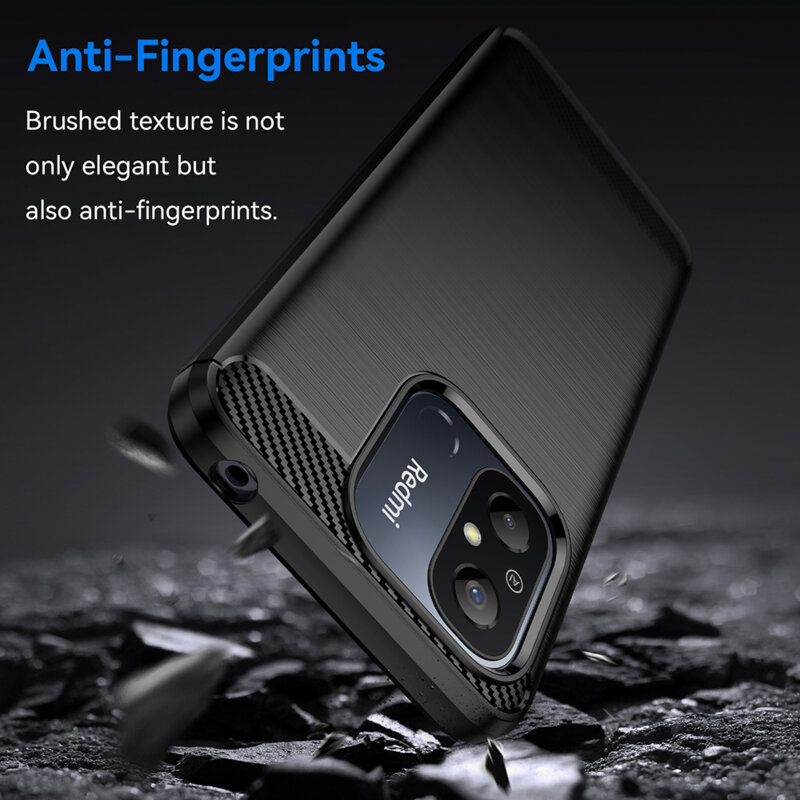 Husa Xiaomi Redmi 12C Techsuit Carbon Silicone, negru
