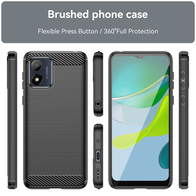 Husa Motorola Moto E13 Techsuit Carbon Silicone, negru